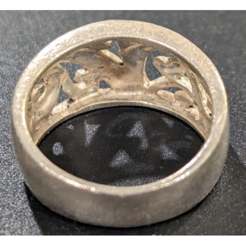 Vintage Sterling Silver Filigree Band Ring 925 Openwork Scroll & Leaf Pattern - Picture 7 of 9